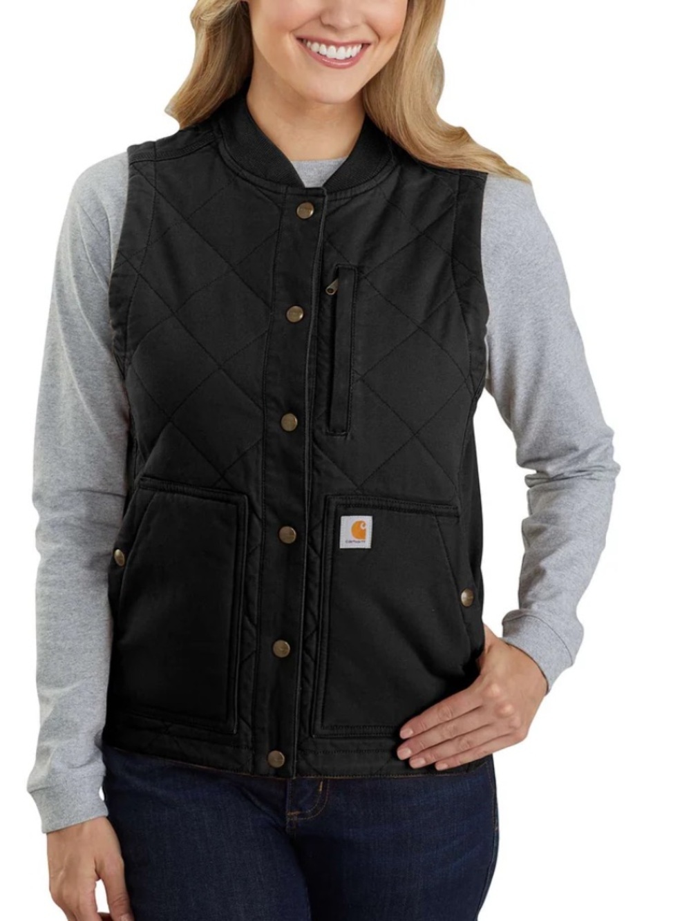 WOMEN'S RUGGED FLEX® RELAXED FIT CANVAS INSULATED RIB COLLAR VEST